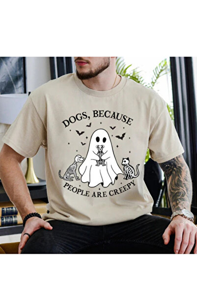 Wish BF Μπλουζάκι με στάμπα με σκύλους, επειδή οι ανθρώποι είναι τρομακτικοί