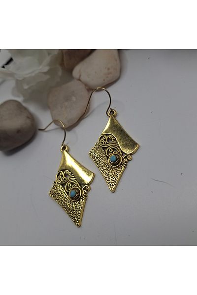 azra takı tasarım Handmade Authentic Bohemian Dangle, Gold, Women's Earrings