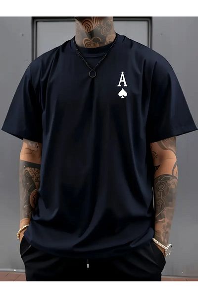 ACTIVE MODA Active Moda- Men's Printed Short Sleeve Large Size Tshirt Cotton Fabric Oversize
