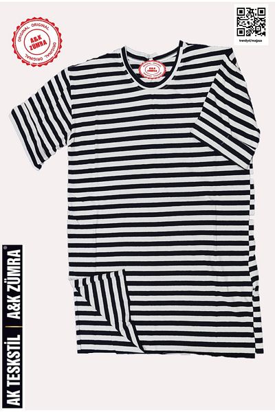 A&K ZÜMRA Large Size Slit Detailed Casual T-Shirt
