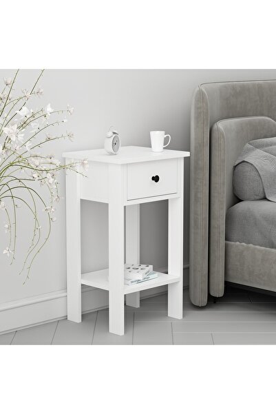 Home Luvia Tek Çekmeceli Beyaz Komodin