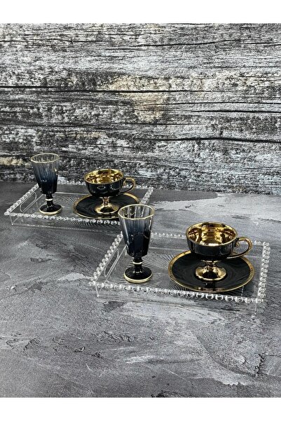 Online Kapında Dikdörtgen Boncuklu Mika Sunum Tepsisi, Kahve Sunum Tepsisi, Boncuk Tepsi, 4 Adet