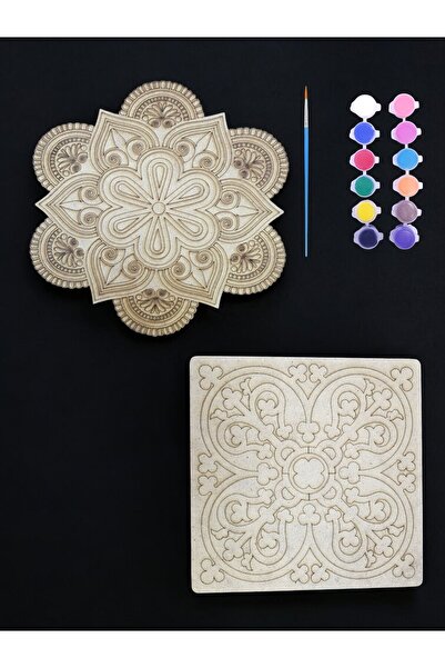 sharpart Mandala, 20 Cm 2'li Ahşap Hobi Boyama Setleri