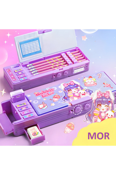 kardelen kırtasiye ÇOK FONKSİYONLU ŞİFRELİ KALEMLİK KALEM KUTUSU MOR