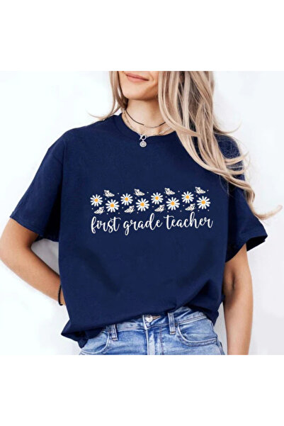 Wish BF First Grade Teacher Printed Oversize T-Shirt