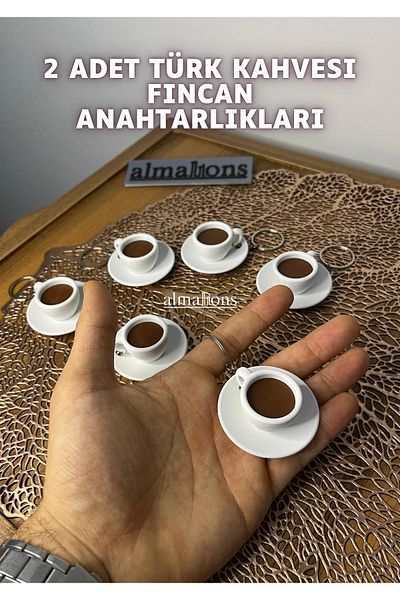 almalions Turkish Coffee Cup Keychain - Coffee Cup - Charm - 2 Pieces