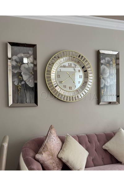 QUAL 3’LÜ ANTİK SAAT VE 40*90 CM TABLOLAR SET