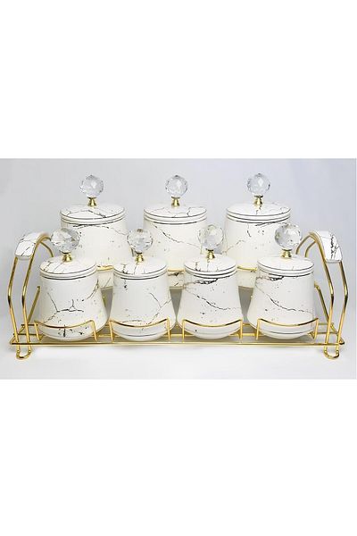 GUNES ZUCCACIYE Stantli Porcelain Spice Bowl Set 7 Pieces