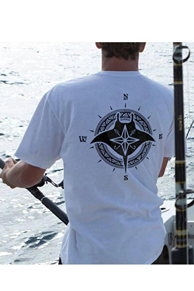Wish BF Тениска с голям размер с печат „Риболовен компас“