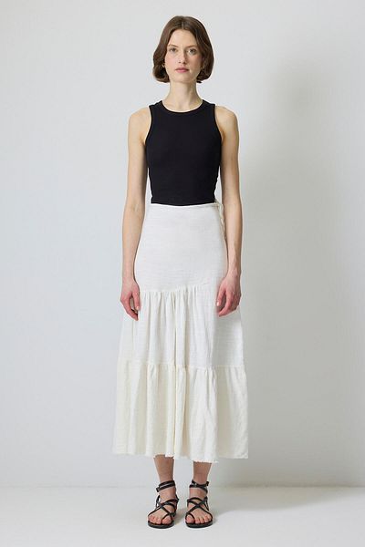 Touché Privé Partial Long Linen Skirt