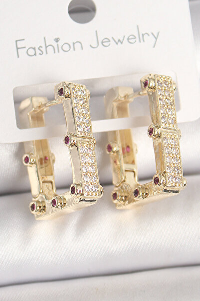Epilons Brass Gold Color Square Zircon Stone Women's Earrings - Tj-Bkp10373 Z...