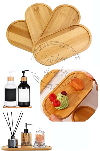 Kitchen Beauty Bambu Oval Sunum Ve Servis Tepsisi - Ahşap Tepsi - Yağdanlık Altlığı 1 Adet