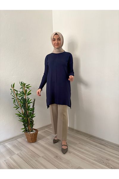 Marjita Basic Mercerized Cold Thread Hijab Tunic - Navy Blue