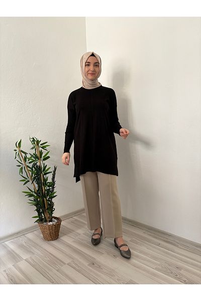 Marjita Basic Mercerized Cold Thread Hijab Tunic - Black