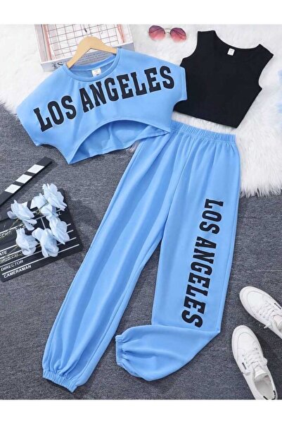 VESTIR BIEN Los Angeles Printed 100% Cotton Children's Strap 3-Piece Top and ...