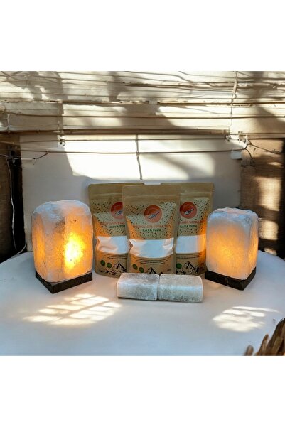 tuzdiyarim Kaya tuzu lambası tuz sabunu ve yemeklik kaya tuzu seti