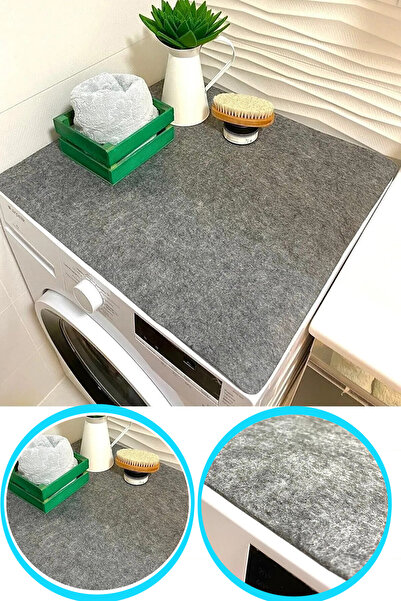 KAŞIKBEY Çamaşır Makinesi Örtüsü Keçe Mat Banyo Makine Üstü Pad 50*60 Cm Gri
