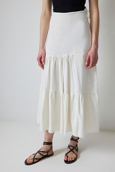 Touché Privé Partial Long Linen Skirt