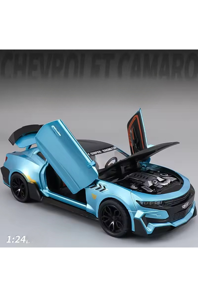 TUENGİ STORE Oyuncak Işıklı Sesli Tüm Kapıları Açılır 1:24 Chevrolet Camaro Metal Model Araba Büyük Boy