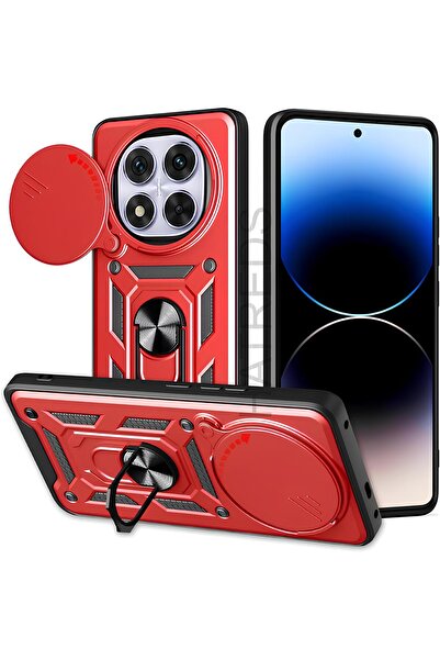 Hatreds Xiaomi Redmi Note 14 Pro Plus Kılıf Sürgülü Lens Korumalı Yüzüklü Sta...