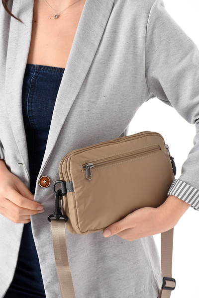 Sanmorris Unisex Su Geçirmez Fermuarlı Çok Gözlü Omuz ve El Çantası