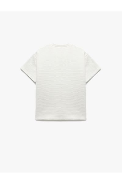 Koton Crew Neck Short Sleeve T-Shirt with Embroidery Detail
