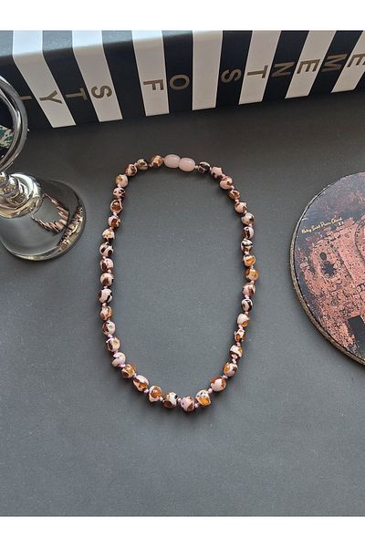 Kotryna Pink Amber Children's Necklace - Babypink
