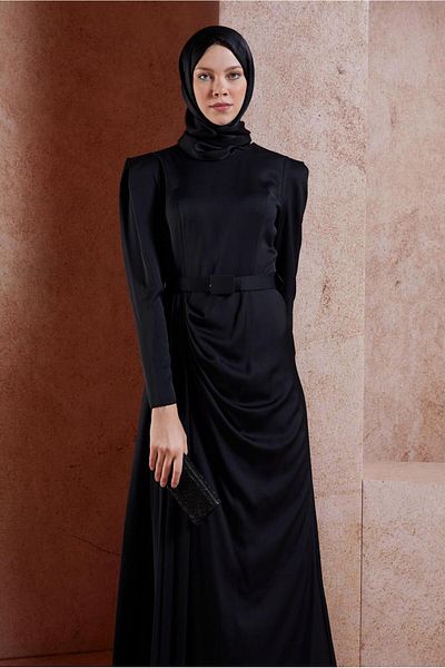 Alvina Βραδινό φόρεμα Hijab Satin - 50170