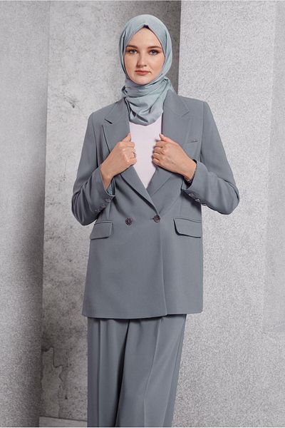 Alvina 30504 Model Double-Breasted Collar and Trousers Set