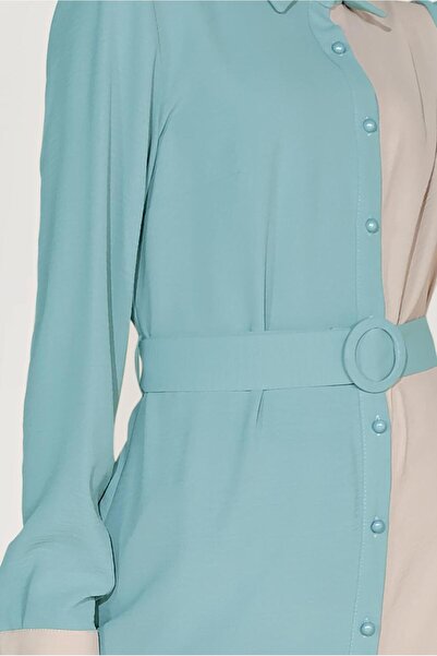 Alvina Double Color Tunic with Buttons 40676