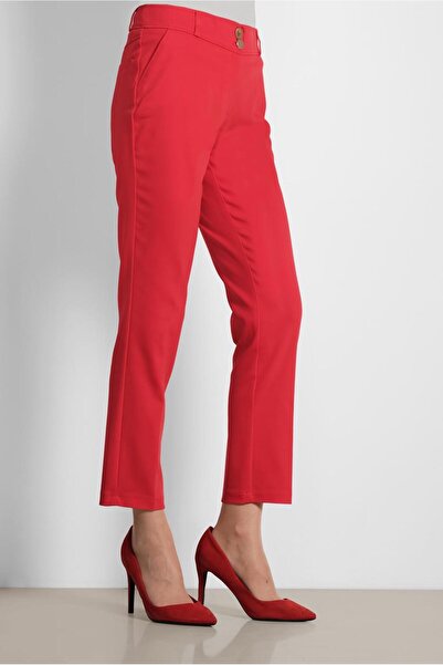 TRENDTESETTÜR Women's Red Classic Cut Trousers 7554