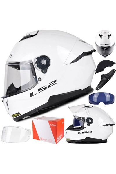 LS2 Stream 2 Beyaz Kapalı Motosiklet Kaskı Şeffaf Camlı