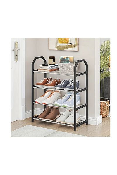 Generic 4-Tier Plastic Shoe Rack with Metal Frame, Space-Saving Multi-Tier Shoe Organizer,Easy Assembly