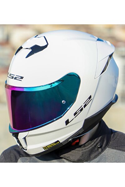 LS2 Stream 2 Beyaz Kapalı Motosiklet Kaskı Gökkuşağı Camlı