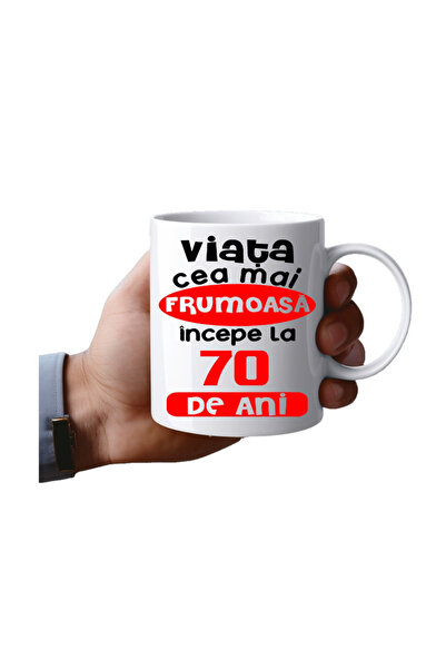 OEM Cana albă personalizată, Viața frumoasă începe la 70 de ani, INOVATIX®. 3...