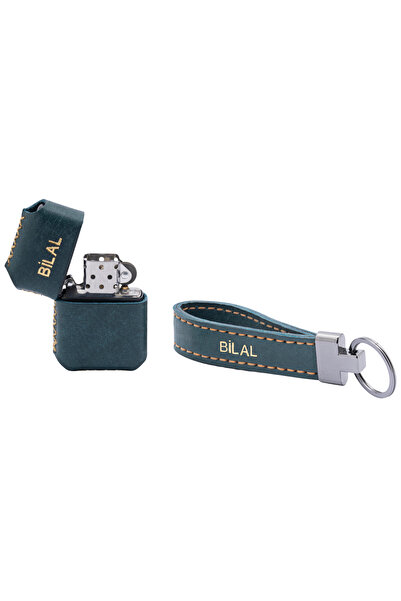 Bakani Leather Kişiye Özel İsim Yazılı Deri Anahtarlık ve Çakmak Seti El Yapımı Hakiki Deri Taraftar Hediyesi