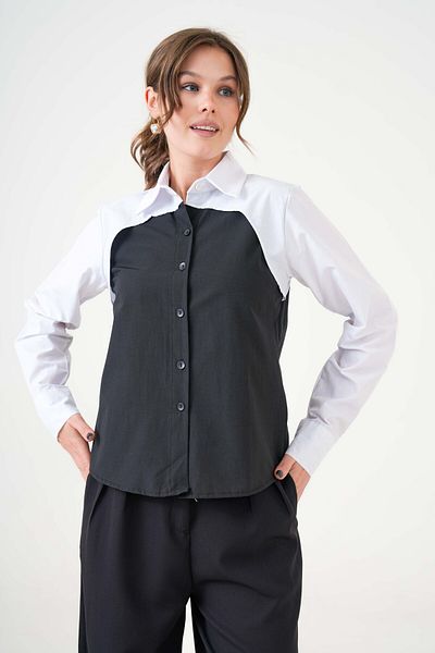 MAMAYAGA Cămașă pentru femei, 100% bumbac, cu design elegant, cu garnitură, mărime mare