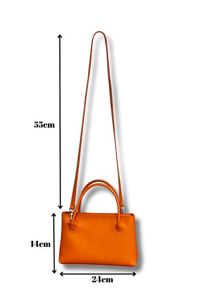 fular & bags Geantă de mână și de umăr pentru femei, cu fermoar, cu mâner lung, portocaliu