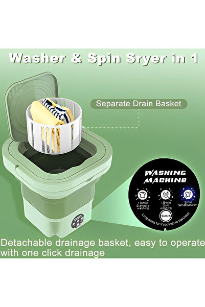 Primo Plus Portable Mini Folding Clothes Washing Machine, Bucket Automatic Mini Household Underwear Foldable