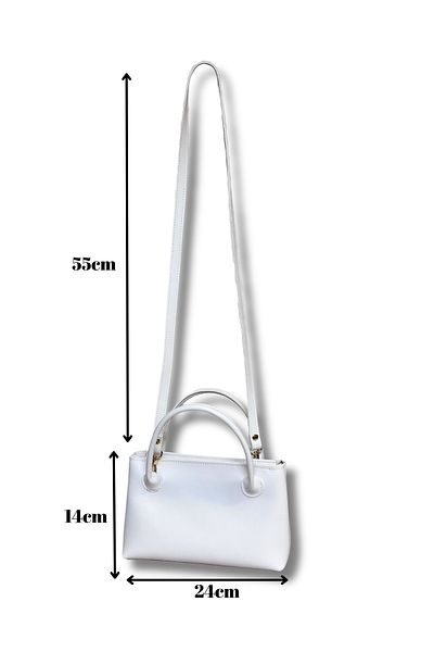 fular & bags Geantă de mână și de umăr pentru femei, cu fermoar, cu mâner lung, baghetă albă
