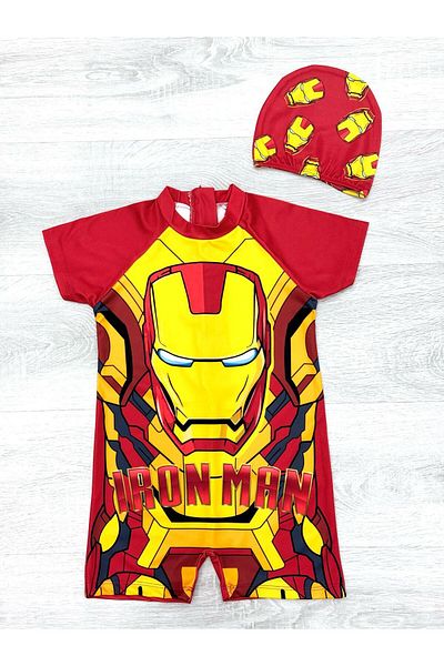 mikam Boy's Uv Protection Short-Sleeved Shorts Swimsuit Zipper Jumpsuit Beachwear