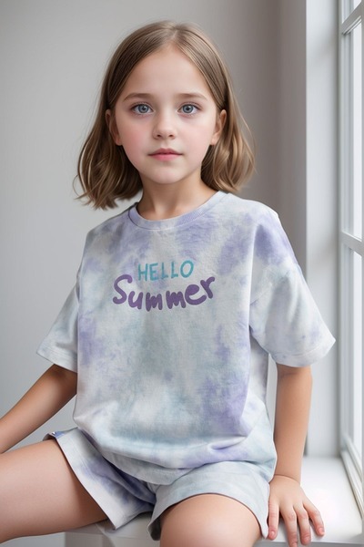 Loule Girls Clothing 100% Cotton Oversize Print T-Shirt & Shorts Two Piece Set Ll.P01.O2.L01.010