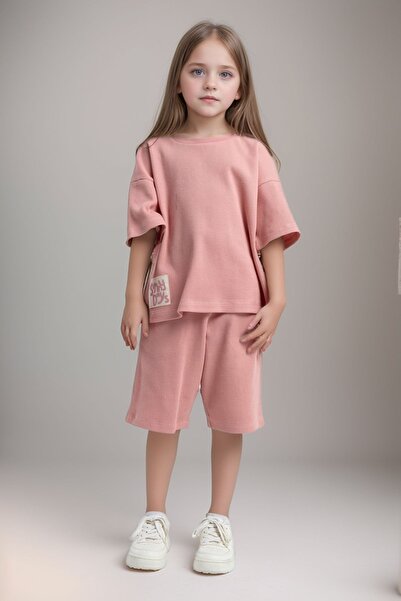 Loule Дівчачий одяг 100% бавовна ретро рожевий оверсайз футболка та шорти, ко...