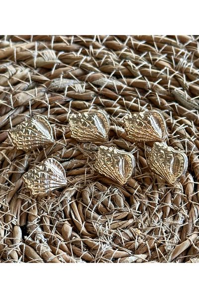 ODDA TASARIM ATÖLYESİ Marin Collectible Oyster Shell Model Gold Color Arm-Dress Length Button Set