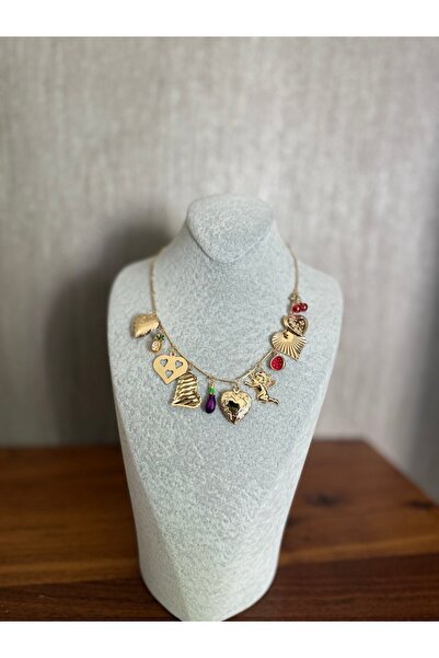 Home Kalp Kiraz ve Ananas Detaylı Charm Kolye