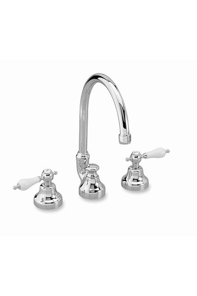 GS Rubinetterie GS Vittoriana Basin Mixer with Swivel High Neck and pop up waste Chrome