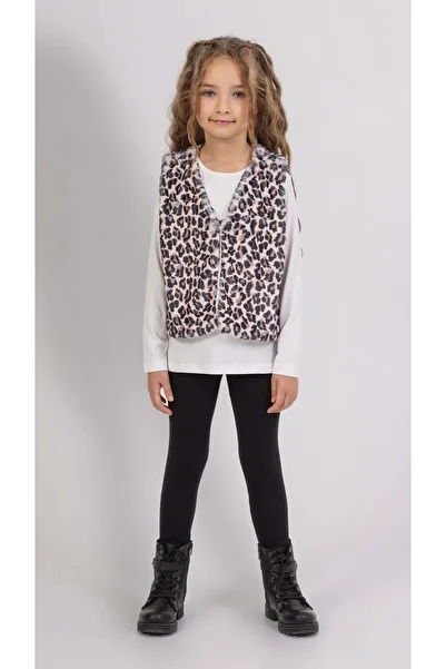 wakawakakidsstore Bady Li 3-Piece Girl's Set with Leopard Vest and Tights