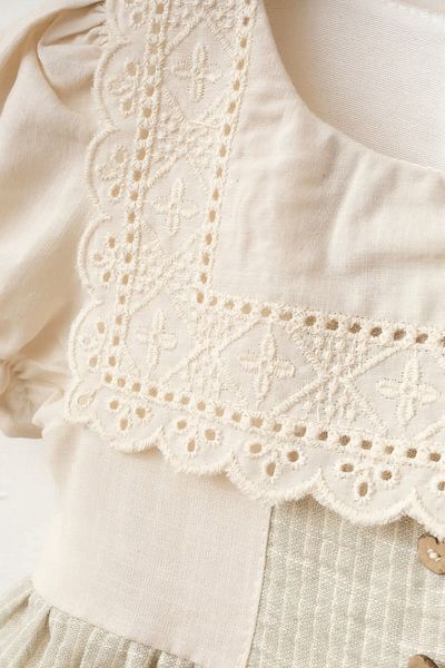 NEGİYYİM Baby Girl Button Detailed Linen Collar Muslin Dress 9/24 Months