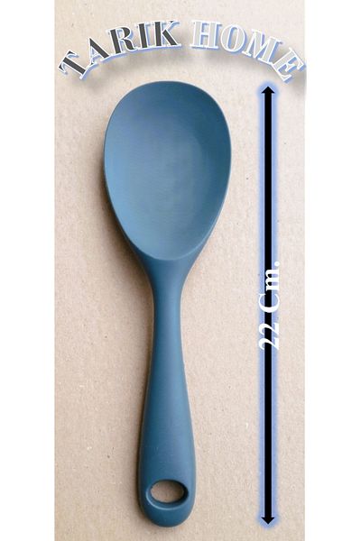 TARIK HOME 22cm Hard Tip Grey Silicone Mixing Spoon, Pilaf Spoon Non-Flammable Non-Stick Pan Non-Scratch