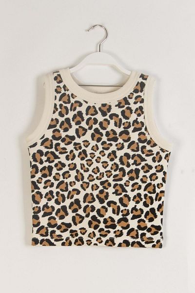 wakawakakidsstore Bady pentru fete cu bretele groase cu imprimeu leopard - crem